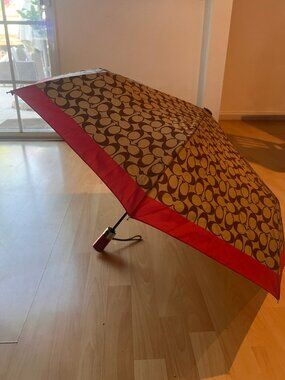 COACH SIGNATURE "C" LOGO MINI UMBRELLA PINK /TAN